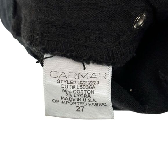 LF Carmar Women’s Bling Rhinestone Distressed Knee Black Skinny Denim Jeans 27 - Picture 6 of 6